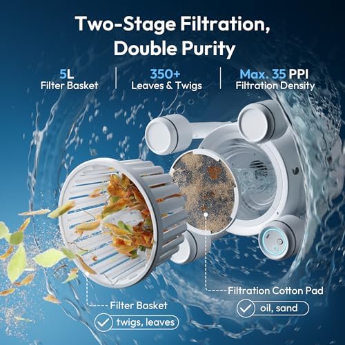 BUBLUE F10 Pool Surface Skimmer Robot,Robotic Pool Skimmer,Space White