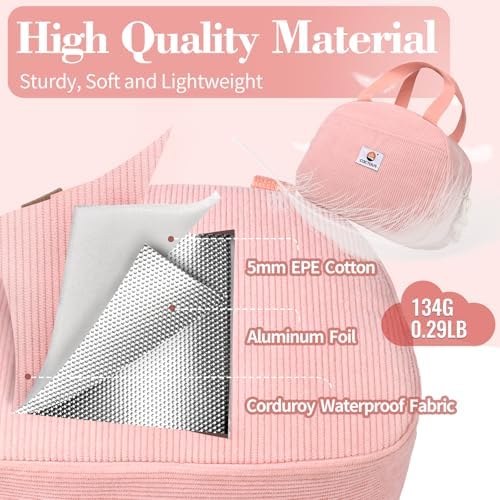 CaCTOUR Lunch Box for Women Girls Teens,Cute Lunch Box Cooler Bag, Portable Insulated Small Lunch Bag Women Reusable Corduroy Lunch Tote for Work/Travel/Picnic/School (Light Pink/Lake Green,Small)