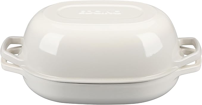 Enameled Cast Iron Oval Dutch Oven Pot with Lid, Dutch Oven for Sourdough Bread Baking, Bread Oven, Bread Dutch Oven, Oval Bread Pan, 7qt, White