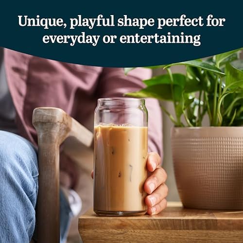 Libbey Classic Can XL Set of Drinking Glasses, Iced Coffee Cups Set of 4, 20 Oz, Dishwasher Safe Glass Beer Cups for Beverages and Cocktails