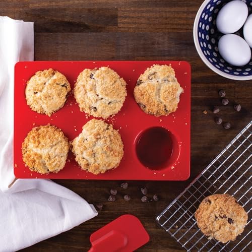 Mrs. Anderson's Baking Silicone 6-Cup Jumbo Muffin Pan, Non-Stick European-Grade Silicone