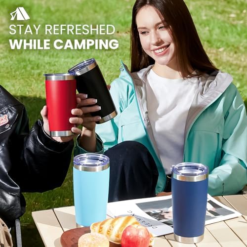 MEWAY 20oz Tumbler 12 Pack Double Wall Vacuum Insulated Travel Mug Bulk, Mix Color Stainless Steel Tumblers with Lid and Straw, Durable Powder Coated Coffee Cups for Cold & Hot Drinks（Color Mix, 12