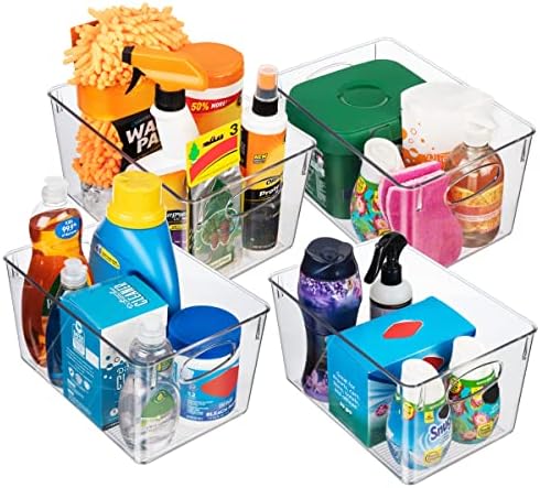 CLEARSPACE Plastic Storage Bins With lids – Perfect Kitchen Fridge Organizer, Pantry Organization, Cabinet Organizers (4 Pack)