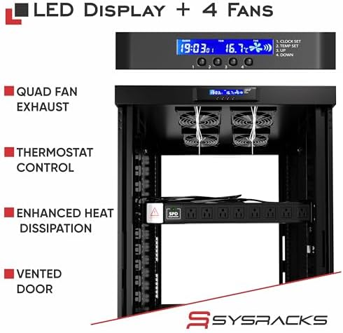 37U Home Server Rack Cabinet – 19" Floor Standing Network Rack, 32" Deep Homelab Rack with Locking Glass Door, Cooling Fans, PDU & Shelf for NAS, Router, Switch and AV Equipment
