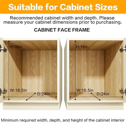 2-Tier Kitchen Cabinet Pull Out Cabinet Organizer,Shelf and Drawer Organizer Slide Out Pantry Storaqe Basket in Multiple Sizes (17" W x 21" D)