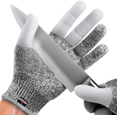 NoCry Cut Resistant Work Gloves for Women and Men, with Reinforced Fingers; Comfortable, 100% Food Grade Kitchen Cooking Hand Protection; Ambidextrous Safety Gear for Cutting;Level 5 Protection 3-pack