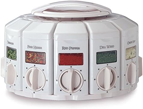 KitchenArt Spice Rack, Select-A-Spice Auto-Measure Rotating Spice Rack, White, 12 Compartments