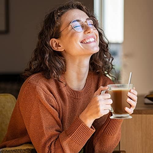 Mfacoy Glass Coffee Mugs Set of 6, Clear Large Coffee Mug 15 Oz With Handles for Hot Beverages, Clear Mugs for Tea, Cappuccino, Latte, Espresso Coffee, Juice, Glass Coffee Cups