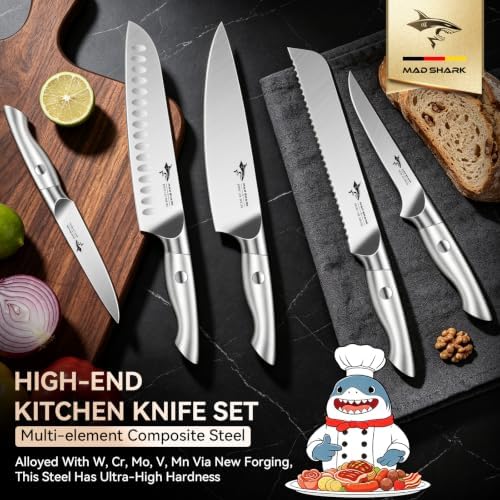 MAD SHARK Kitchen Knife Set,5PCS High Carbon Stainless Steel Chef Knife Set