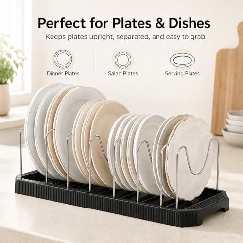 Pots and Pans Organizer Under Cabinet,Adjustable Pot and Pan Organizer Rack