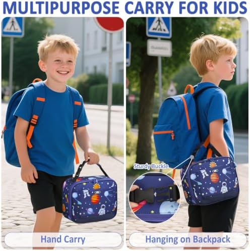Tenot Lunch Box Kids Insulated Lunch Tote Bag Blue Space