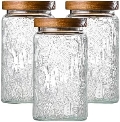 Glass Storage Containers With Lids, Glass Jars With Lids, 32oz, Set Of 3