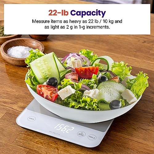 Etekcity 22lb Food Kitchen Scale, USB Rechargeable, IPX6 Waterproof