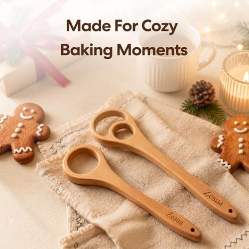 Wooden Dough Whisk Set, One-Piece Solid Beech Wood Danish Sourdough Whisks