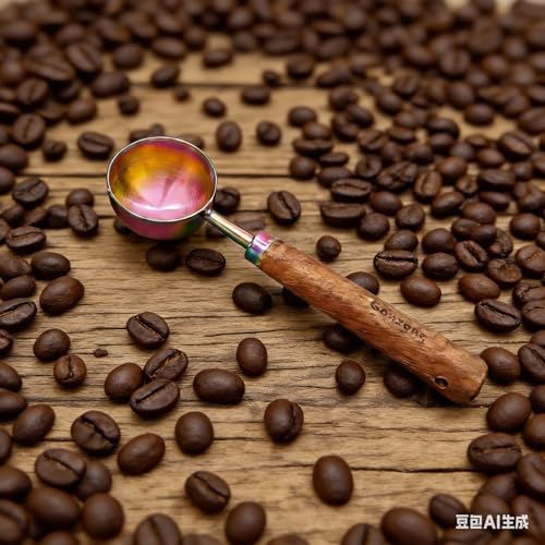 Vintage Coffee Measuring Spoon - 304 Stainless Steel, Coffee Scoop，10g Capacity, Walnut Handle - Perfect for Coffee, Tea, and More (iridescent)