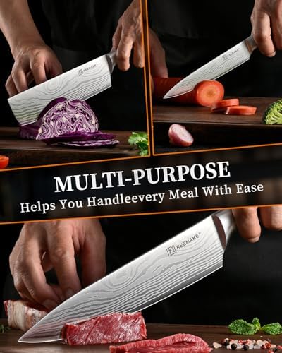KEEMAKE 3 Pieces Kitchen Knife Set, Professional Ultra Sharp Chef Knife Set