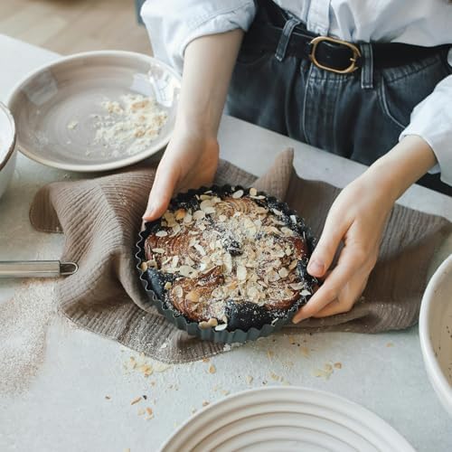 2 Pack 10 Inch Nonstick Tart Pan, Quiche Pan, Carbon Steel Deep-dish Pie Pan with Removable Loose Bottom Quiche Baking Dish