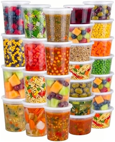 144 Sets Plastic Food Storage Deli Containers w/ Lids 16oz Pint, 32oz Quart
