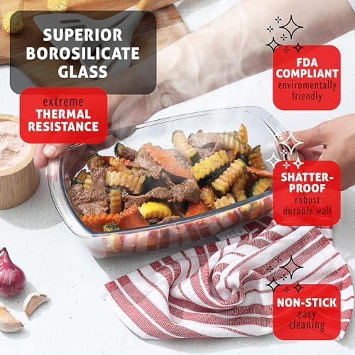 Nestl Set of 3 Glass Bread Loaf Pans for Baking Bread Pans for Homemade Breads, Glass Food Storage Containers with Lids, Glass Baking Dishes for Oven, Pound Cake Pan, Loaf Pan, 1.9 Quart