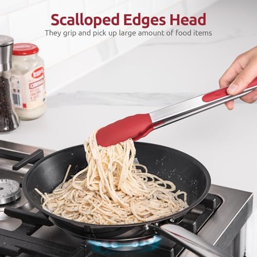 U-Taste Kitchen Tong for Cooking, 600ºF Heat-Resistant Silicone, 2Pcs/Red