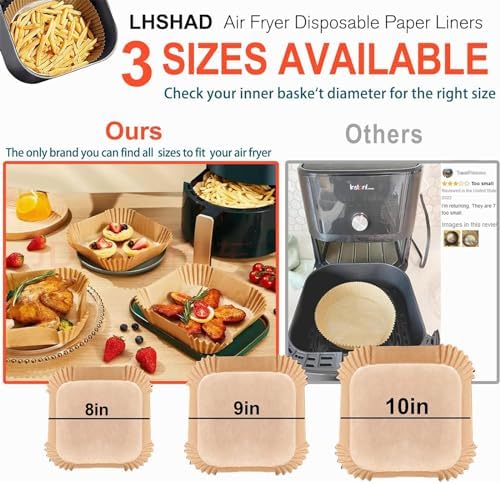 Air Fryer Disposable Paper Liner Square 10 Inch for 8-12QT Air fryer