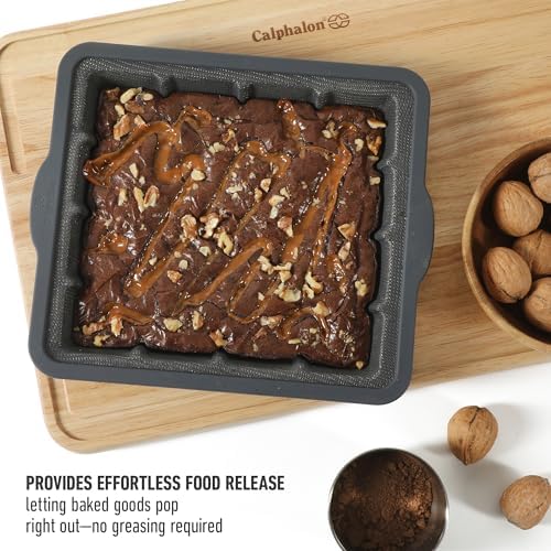 Calphalon Omni 8.3 x 7.4-Inch Cake Pan with GlassFlex Technology, Flexible Silicone & Micro-Woven Glass Core for Ultra Airflow & Even Baking, Grey