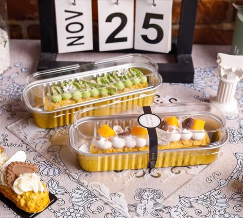 NPLUX Halloween Aluminum Pans with Lids, 6.8oz 100 Pack Gold for Gifts