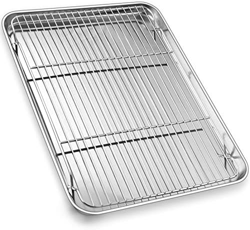 P&P CHEF Stainless Steel Baking Sheet with Rack Set for Cookie, 17.5 Inch