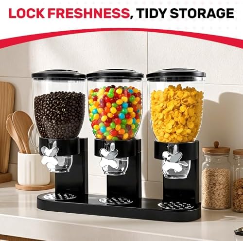 Triple Cereal Dispenser Countertop - 3 Pack 2L Black