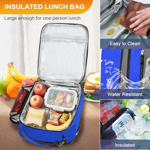 Expandable Lunch Box Insulated Lunch bag for Men Teen Kids Boys Adult Portable Stylish Double-Capacity Lunchbox Special Design for Working Office school Picnic (Blue(Expandable 10L))