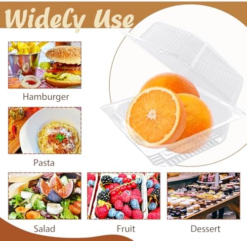 Jizvxe 300 Pcs Clear Plastic Take out Containers,Square Hinged Takeout Tray,Disposable Fancy Clamshell Food Boxes with Lids for Cakes,Dessert,Salads,Sandwiches,Cookies,Pasta,5.3x4.7x2.8 Inch