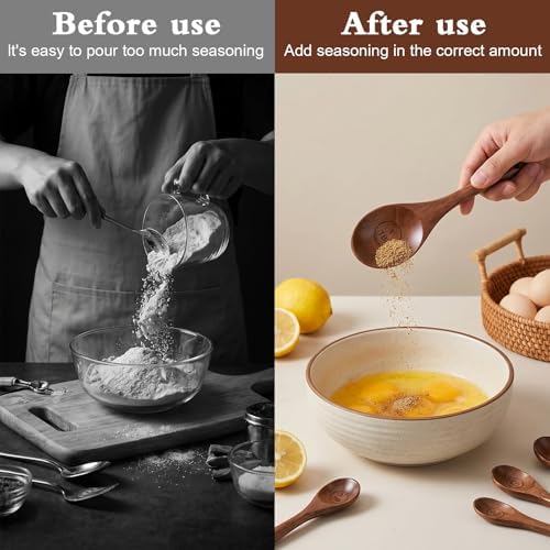 Nogeqi 4PCS Wooden Measuring Spoons Set, Natural Acacia Wooden Table Spoons Measuring Spoon Tablespoon Scoop Teaspoon Scoop for Measure Dry Ingredients, Includes 1/4, 1/2, 1 Tsp and 1 Tbsp