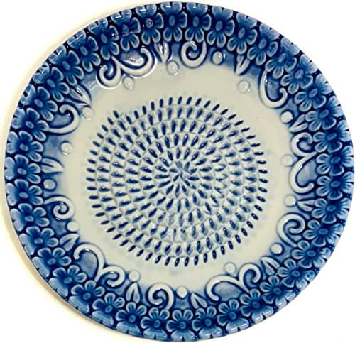 BonCera, Premium Ceramic Garlic Grater Plate Set - Blue Embossed