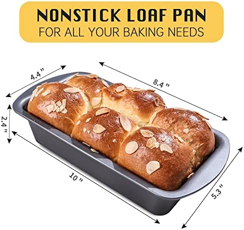 HONGBAKE 6 Pack Bread Pan 1 Lb, 8.5 x 4.5 Inch Loaf Pans for Baking Bread, Nonstick Meatloaf Pan with Wide Grips, Banana Bread Tin for Homemade Bread, Grey