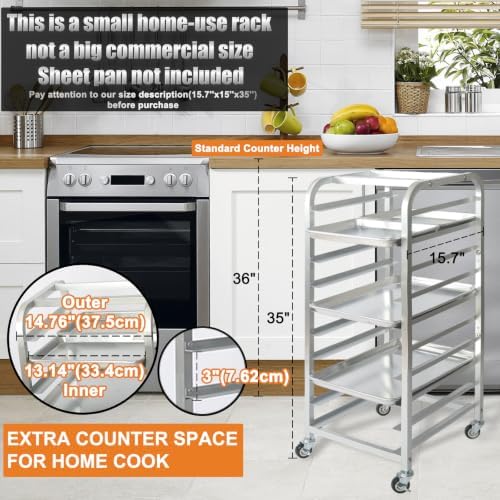 lopeztek 10-Tier Quarter & Half Sheet Pan Rack with Wheels for Home Use