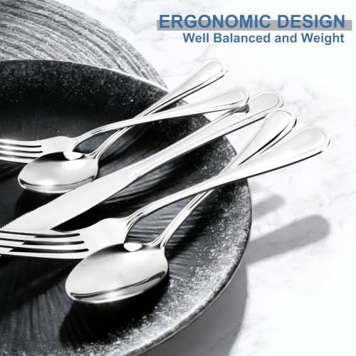 BEWOS Silverware Set for 4-20 Piece Stainless Steel Flatware Set Including Spoons, Forks, Knives, Mirror Polished Flatware for Home, Kitchen, Restaurant, Dishwasher Safe