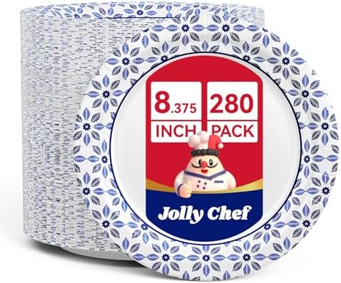 JOLLY CHEF 8.37 inch Disposable Paper Plates 280 Count