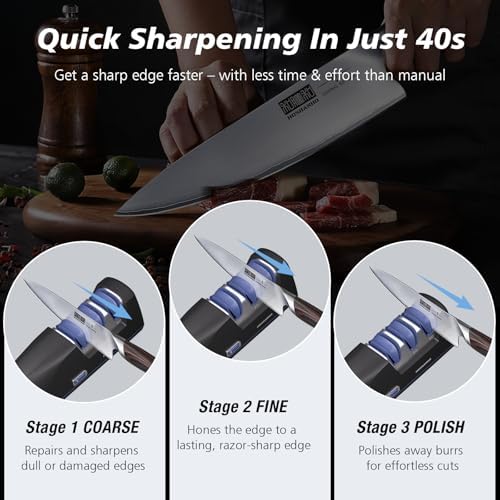 HOSHANHO Electric Knife Sharpener, 3-Stage Knife Sharpener for All Knives