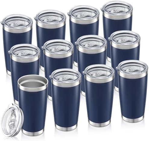 20oz Tumbler Bulk with Lid Stainless Steel Tumblers, 12 Pack