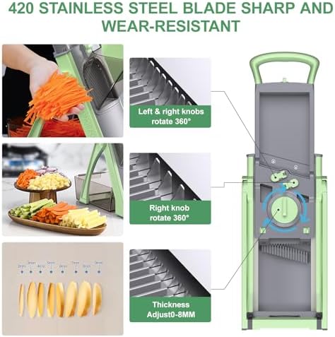 All in 1 Upgraded Version Safe Mandoline Slicer for Kitchen, Veggie Slicer