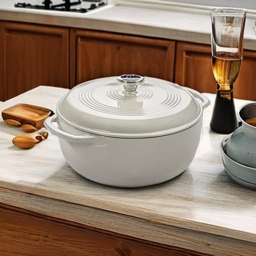 Lodge Essential Enamel Cast Iron Dutch Oven, 3 Quart, Oyster White