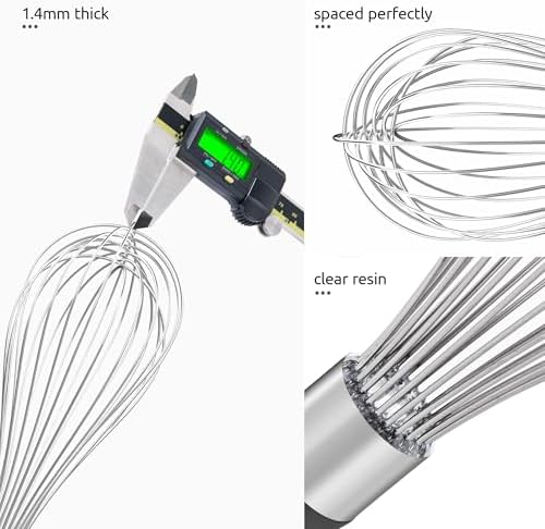U-Taste Wire Whisk for Cooking, 18/10 Stainless Steel Balloon Wisk, L/Black