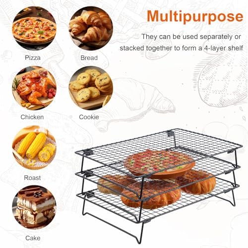 4Pcs Cooling Racks for Cooking and Baking, 13.4 x 9.4" Wire Rack