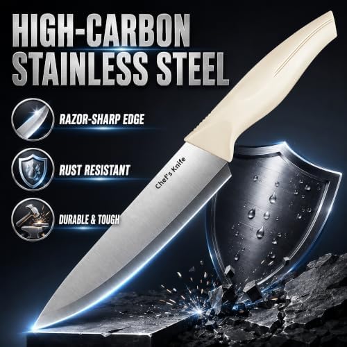 14-Piece Kitchen Knife Block Set with Built-In Sharpener