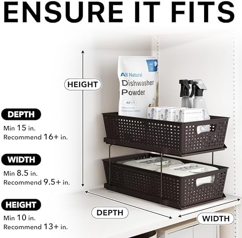 Simple Houseware 2 Tier Pull-Out Sliding Drawer Under Sink Storage, Brown