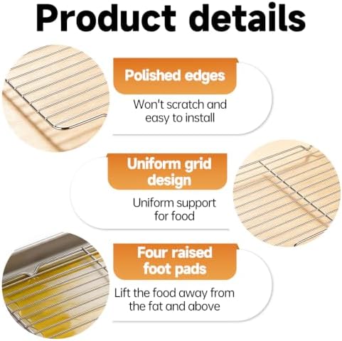 Roasting Rack for 9x13 Inch Pan, Stainless Steel Cooling Racks, 2-Pack