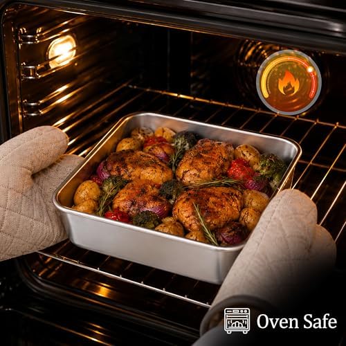 LIANYU 6 x 6 Square Cake Pans with Lid, Stainless Steel Lasagna Brownie Pan