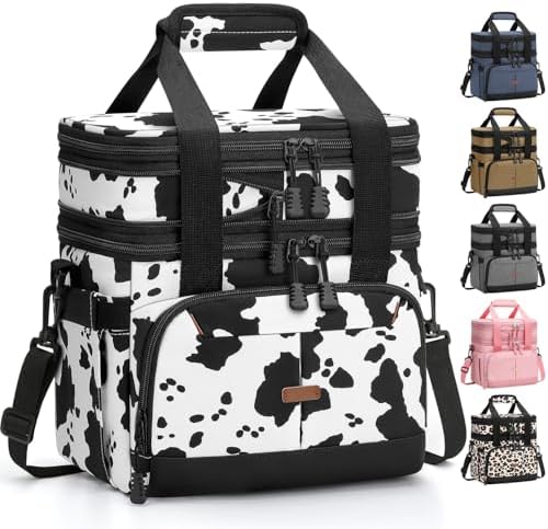 Pritent Lunch Box for Men Women Double Decker Insulated Lunch Bag for men