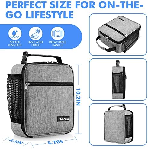 Lunch Box Insulated Lunch Bag - Durable Small Lunch Bag Reusable Adults Tote Bag Lunch Box for Adult Men Women (Light Gray)