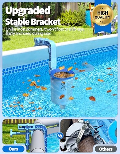 BluSwim Above Ground Pool Surface Skimmer with 3 Filter Socks